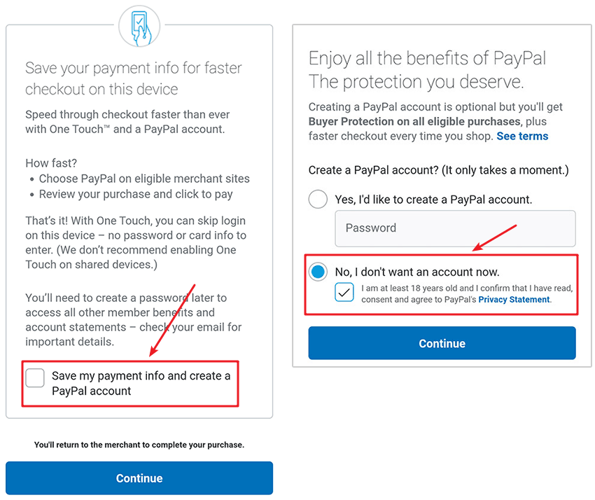 Save your payment option inPayPal